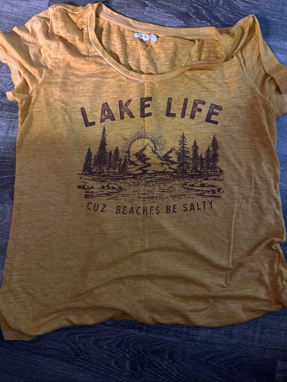 Maurices Mustard Yellow 'Lake Life' Graphic Tee